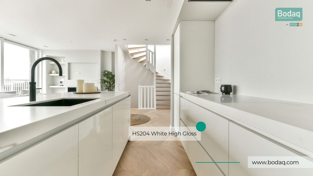 HS204 White High Gloss Interior Film - Basic Collection 11 HS204: Kitchen Cabinets