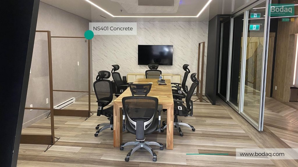 NS401 Concrete Film - Stone & Marble Collection 9 Meeting Room Wall Decorated with NS401
