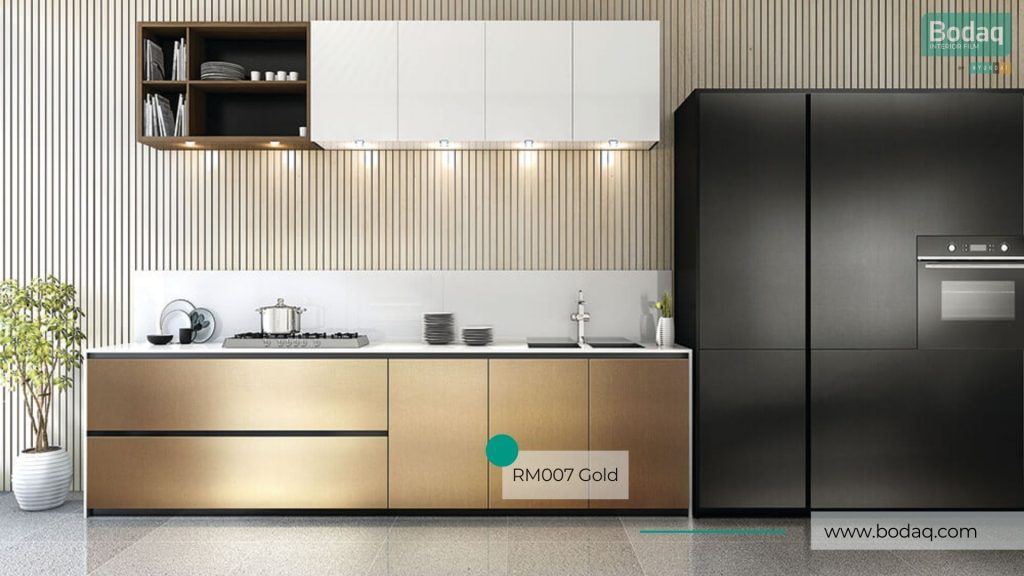 RM007 Real Gold Interior Film - Metal Collection 9 RM007 Real Gold: Kitchen Cabinets