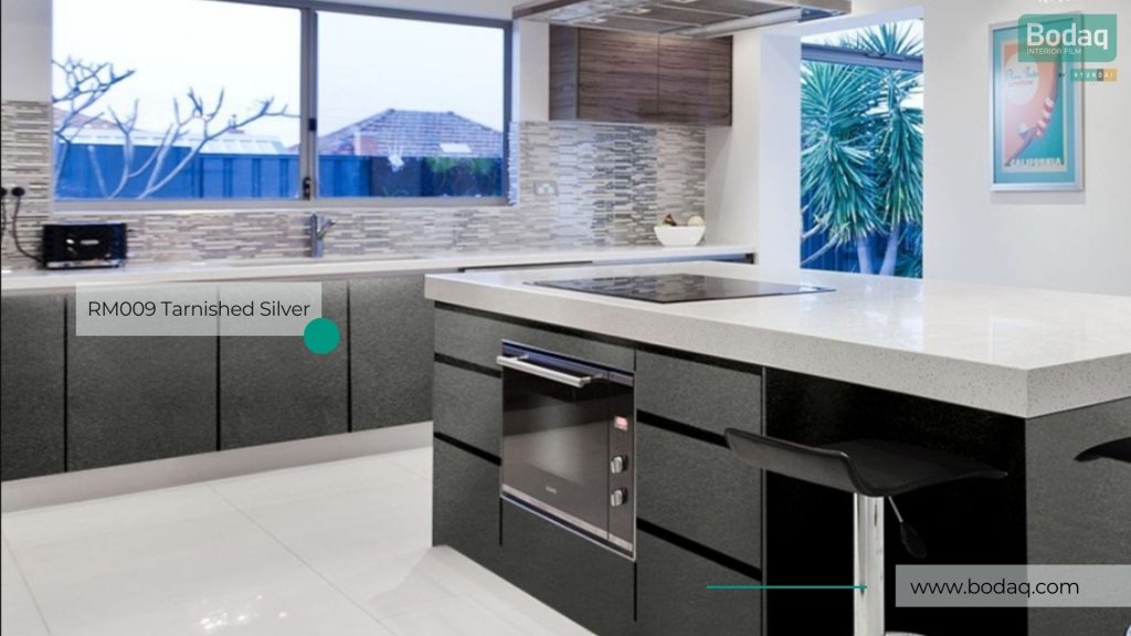 RM009 Tarnished Silver Interior Film - Metal Collection 12 Kitchen Resurfaced with RM009 Tarnished Silver
