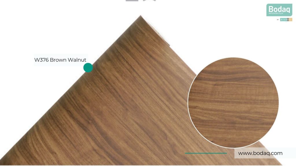W376 Brown Walnut Interior Film - Standard Wood Collection 12 W376 Roll Close-up and Zoom-in