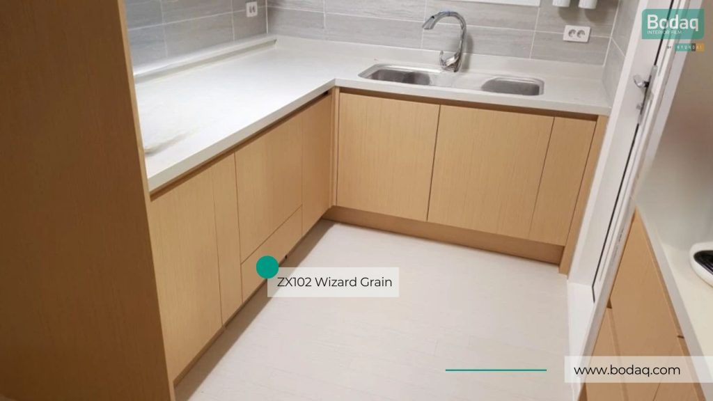 Kitchen Cabinets Resurfaced with ZX102 Wizard Grain