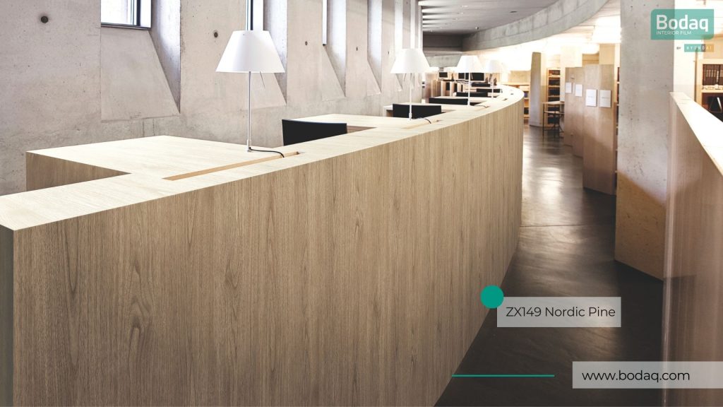 ZX149 Nordic Pine (old XP118) Film - Premium Wood Collection 8 Reception Area Refinished with ZX149 Nordic Pine