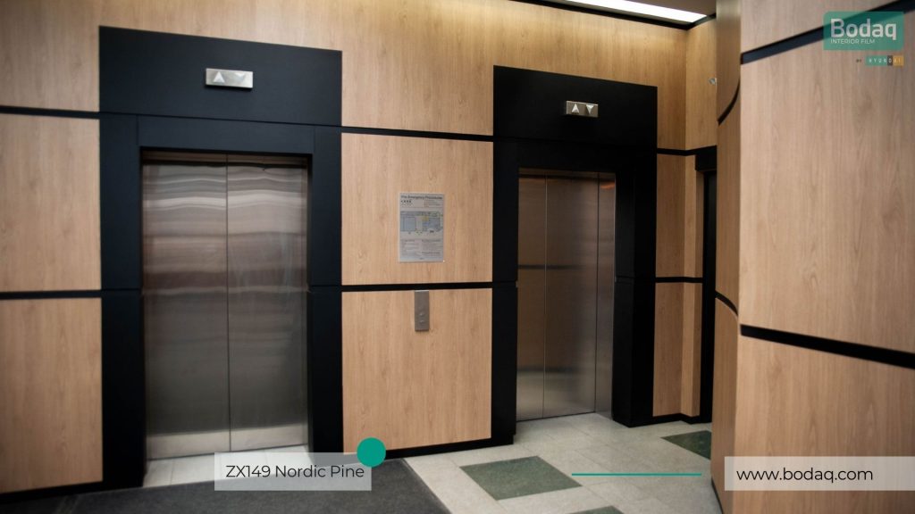 ZX149 Nordic Pine (old XP118) Film - Premium Wood Collection 10 Elevator Lobby Resurfaced with ZX149 Nordic Pine