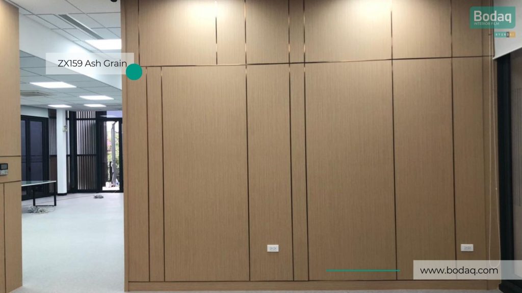 ZX159 Ash Grain Interior Film - Wood Collection 8 Wall Paneling Refinished with ZX159 Ash Grain