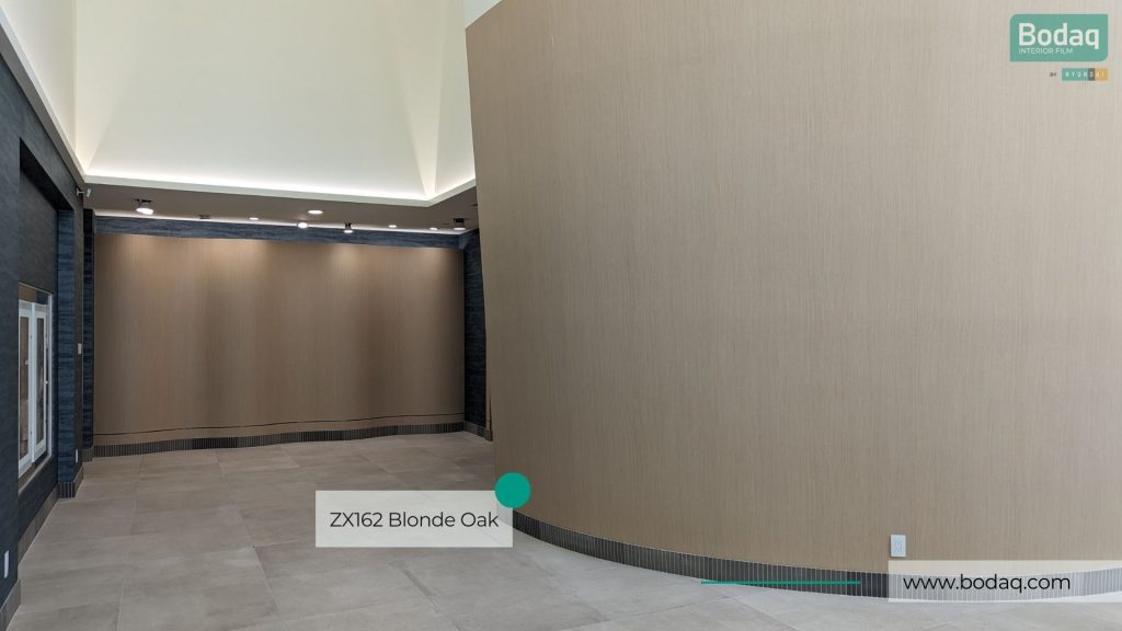 ZX162 Blonde Oak Interior Film - Wood Collection 11 Lobby Walls Refinished with ZX162 Blonde Oak