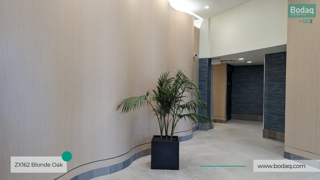 ZX162 Blonde Oak Interior Film - Wood Collection 9 Wavy Wall Panels Resurfaced with ZX162 Blonde Oak