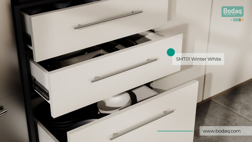 SMT01 Winter White Interior Film - Super Matte Collection 10 SMT01: Kitchen Drawers