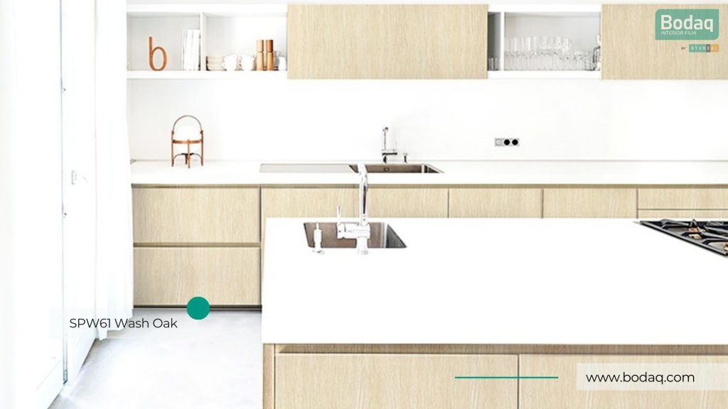 SPW61 Wash Oak Interior Film - Origin Wood Collection 7 Kitchen Cabinets Refinished with SPW61 Wash Oak