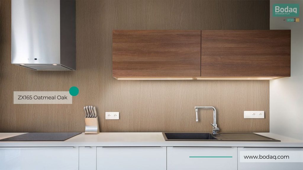 Kitchen Backsplash Resurfaced with ZX165 Oatmeal Oak