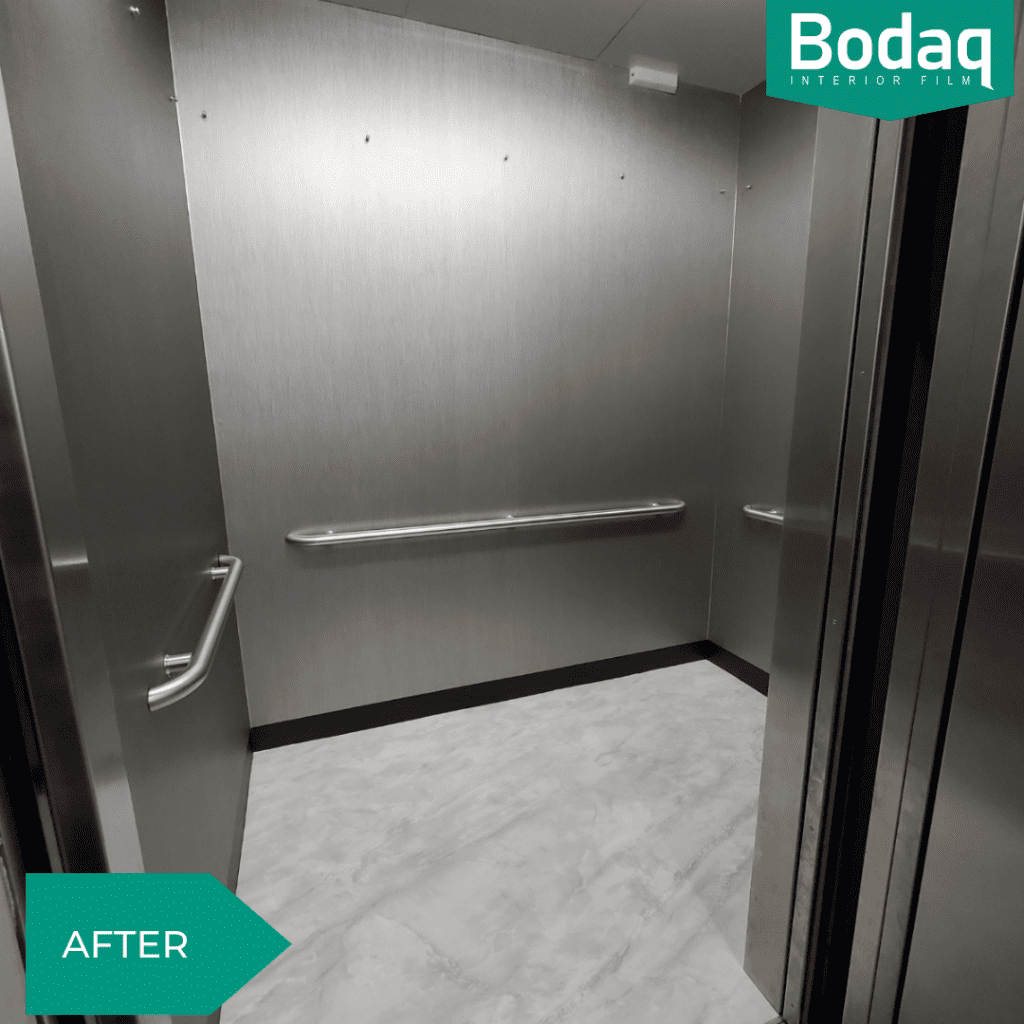 Elevator enclosure refinishing wall panels ceiling and floor AFTER