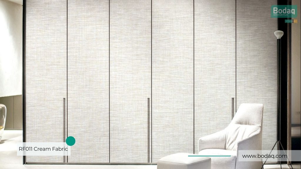 RF011 Cream Fabric Interior Film - Real Fabric Collection 9 Closet Doors Resurfaced with RF011 Cream Fabric