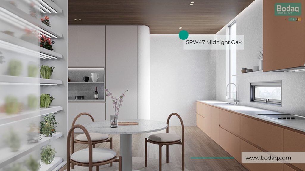 SPW47 Midnight Walnut Interior Film - Origin Wood Collection 8 Kitchen Ceiling Resurfaced with SPW47 Midnight Walnut
