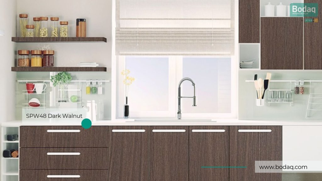 SPW48 Dark Walnut Interior Film - Origin Wood Collection 7 Kitchen Resurfaced with SPW48 Dark Walnut