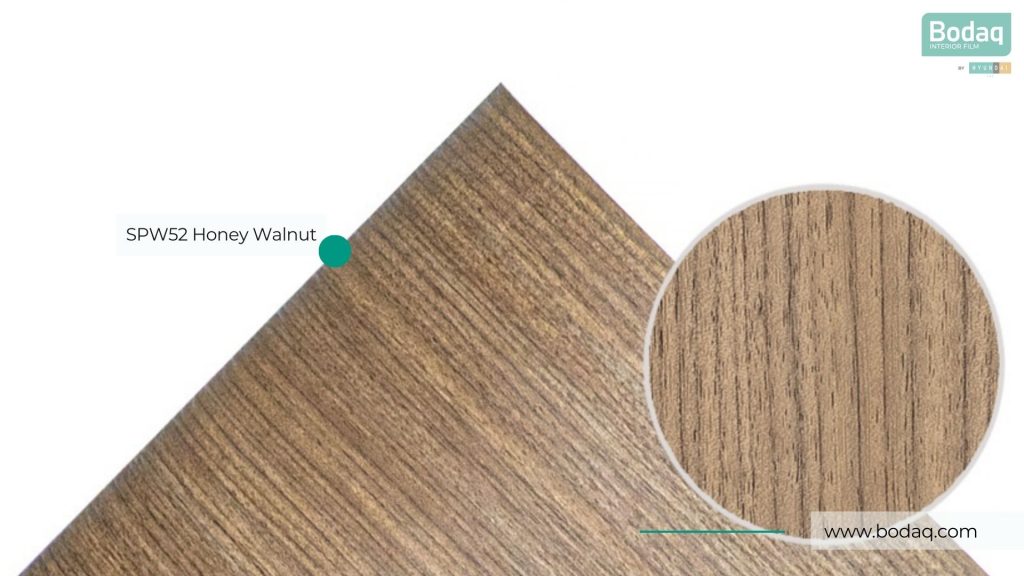SPW52 Honey Walnut Interior Film - Origin Wood Collection 10 SPW52 Honey Walnut Bodaq Interior Film Close-up and Zoom-in