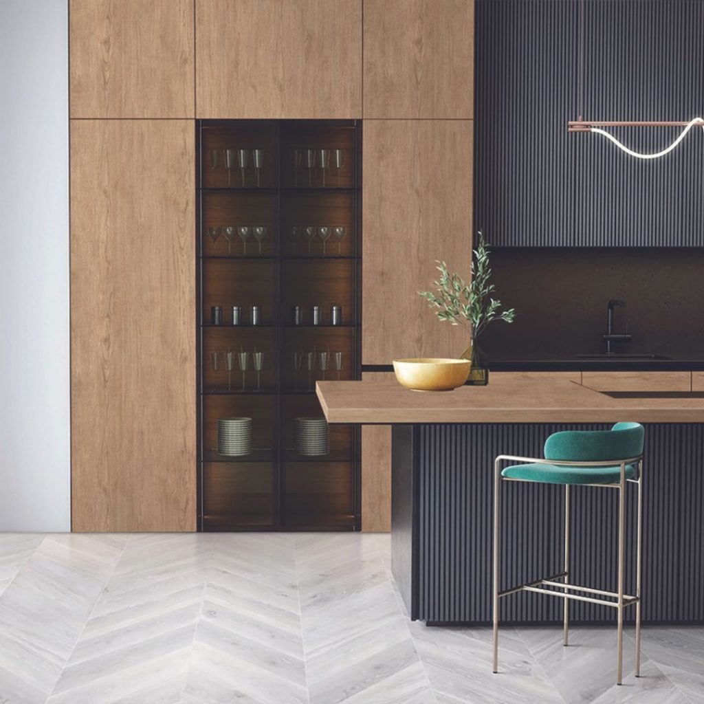 Wood film on the kitchen countertop