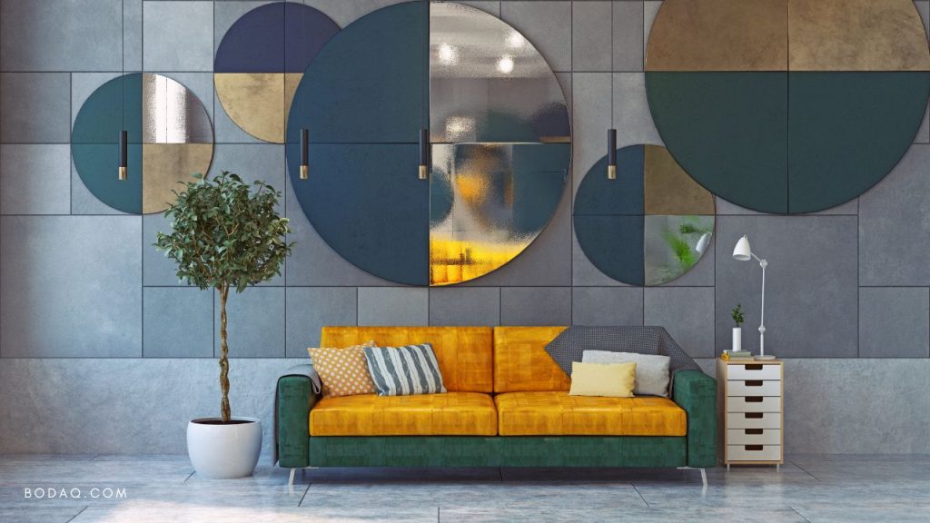 Metallic finishes and elements in the futuristic interior
