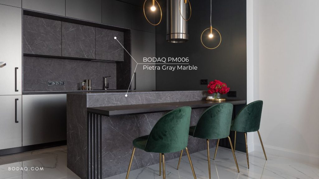 PM006 Pietra Gray Marble in the kitchen
