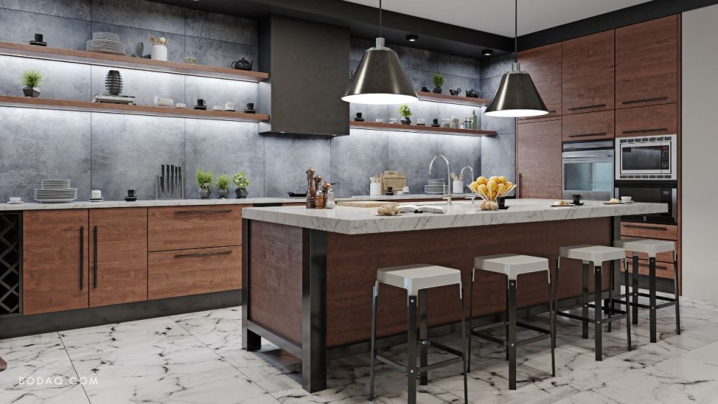 Simple kitchen decor ideas: floating shelves
