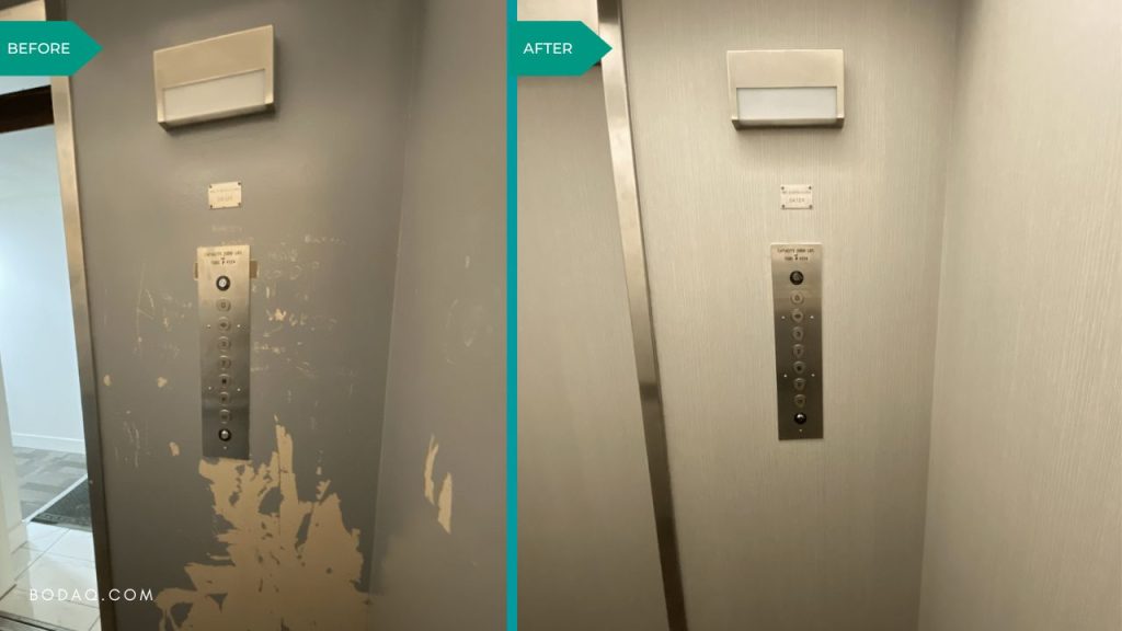 Elevator refinishing project #3. ZN9B1 Teak Light Wood