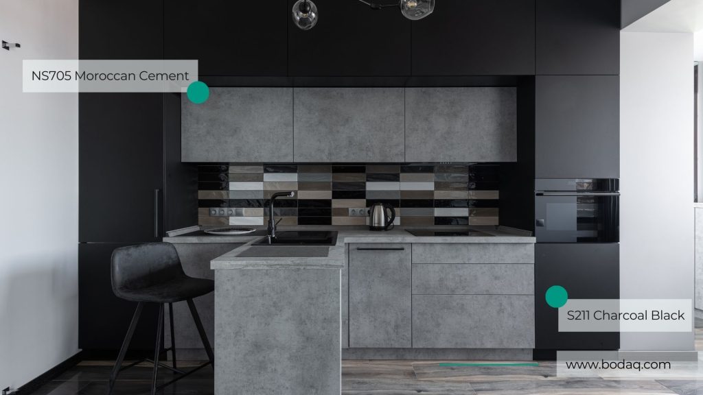Discontinued - NS705 Moroccan Cement - Stone & Marble Collection 10 Kitchen Cabinets & Island Resurfaced with NS705