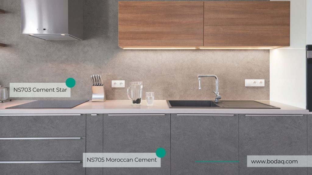 Discontinued - NS705 Moroccan Cement - Stone & Marble Collection 7 NS705 & NS703: Kitchen Cabinets and Backsplash