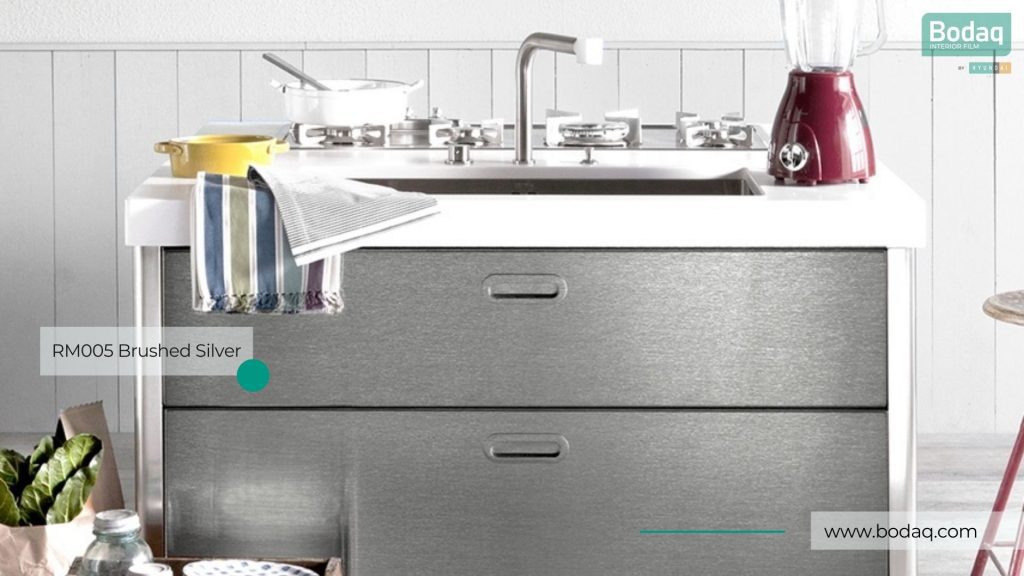 Drawers Wrapped with RM005 Brushed Silver