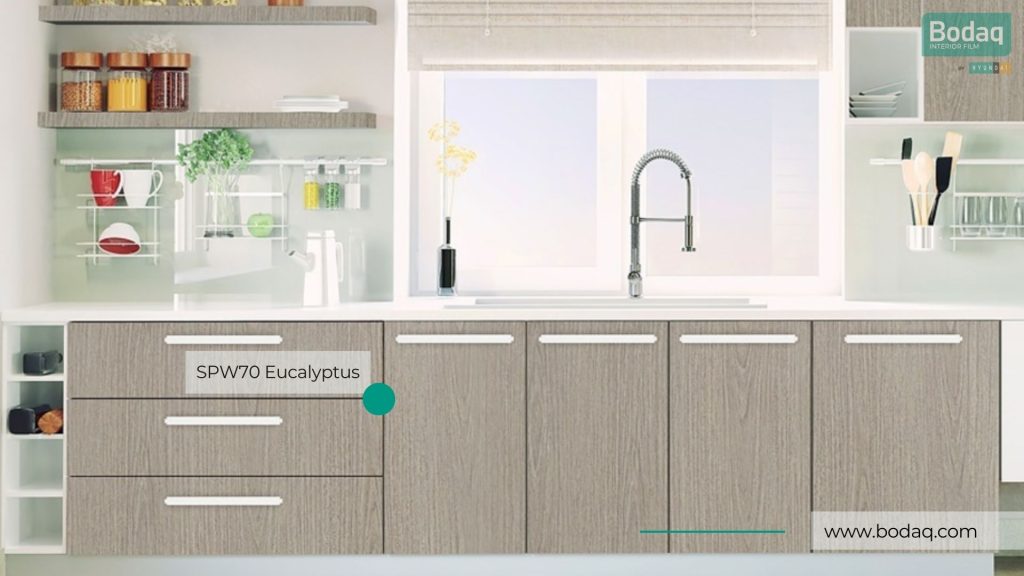 SPW70 Eucalyptus Interior Film - Origin Wood Collection 8 Kitchen Cabinets Refinished with SPW70 Eucalyptus